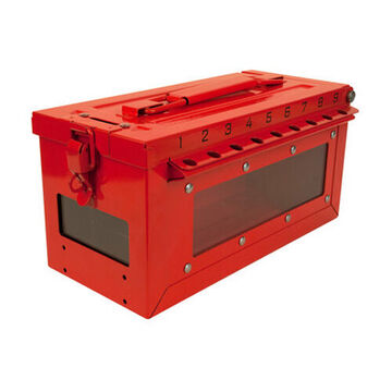 Lock Box, 12-1/32 in ht, 6-27/64 in wd, Red