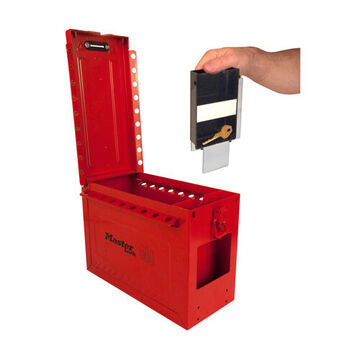 Boîte de verrouillage portable, 6-27/64 pouce x 9-1/16 pouce x 12 pouce, rouge, acier inoxydable 430