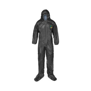 Hooded, Disposable, Flame Resistant Protective Coverall, X-large, Gray, 2 Mil Flame Resistant Fabric