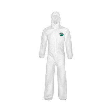 Hooded Protective Coverall, X-large, White, 55 Gm Sbpp With Laminated Microporous Film