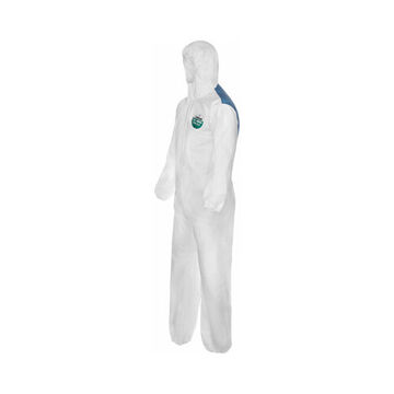 Hooded Protective Coverall, X-large, White, 55 Gm Sbpp With Laminated Microporous Film