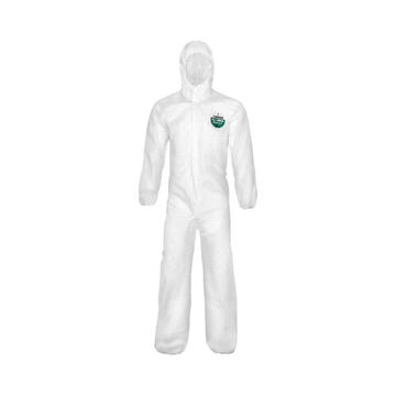 Hooded Protective Coverall, X-large, White, 55 Gm Sbpp With Laminated Microporous Film