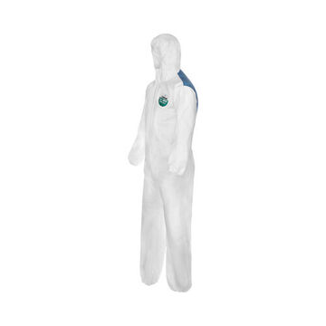 Hooded Protective Coverall, X-large, White, 55 Gm Sbpp With Laminated Microporous Film