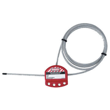 Adjustable Cable Lockout, 1/4 in x 6 ft, Red