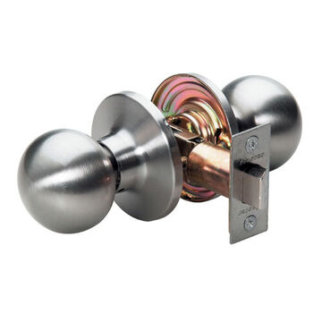 Passage Door Lock Set, Steel, Satin Nickel, 2-3/4 in