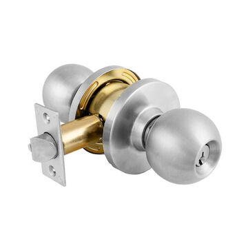 Entry Lock Set, Brushed Chrome, 2-3/4 in