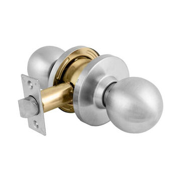 Passage Door Lock Set, Brushed Chrome, 2-3/4 in