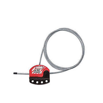 Verrouillage de câble réglable, 5/32 pouce x 3 pieds, rouge, corps thermoplastique, câble en acier
