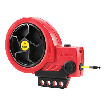 Retractable Cable Lockout, 1/8 in x 9 ft, Red, Thermoplastic, Nylon