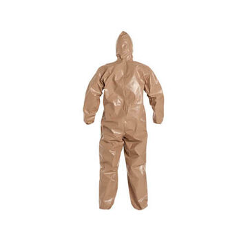 Hooded, Chemical Resistant Protective Coverall, X-large, Tan, Tychem® 5000 Fabric, For Chemical Handling