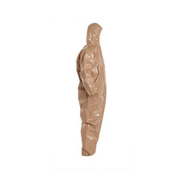 Hooded, Chemical Resistant Protective Coverall, X-large, Tan, Tychem® 5000 Fabric, For Chemical Handling