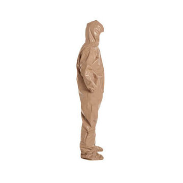 Hooded, Chemical Resistant Protective Coverall, X-Large, Tan, Tychem® 5000 Fabric, For Industrial Hazmat Teams