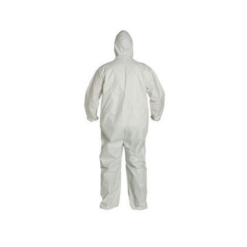 Hooded Protective Coverall, X-large, White, Microporous Film, For Hazardous Remediation