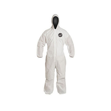 Hooded, Disposable Protective Coverall, X-Large, White, ProShield® 10 Fabric