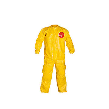 Hooded, Chemical Resistant Protective Coverall, X-Large, Yellow, Tychem® 2000 Fabric, 41-1/4 to 44-3/4 in, Elastic