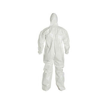 Coverall Hooded, Chemical Resistant Protective, White, Saranex™ 23p Film