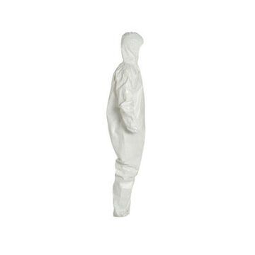 Coverall Hooded, Chemical Resistant Protective, White, Saranex™ 23p Film