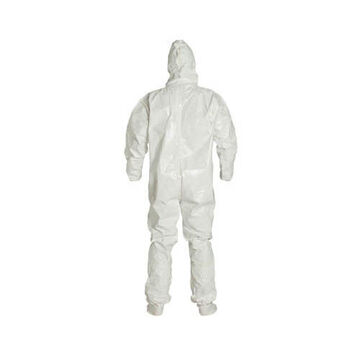 Coverall Hooded, Chemical Resistant Protective, White, Saranex™ 23p Film