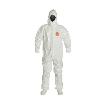 Coverall Hooded, Chemical Resistant Protective, White, Saranex™ 23p Film