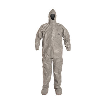 Hooded, Chemical Resistant Protective Coverall, X-large, Gray, Tychem® 6000 Fabric