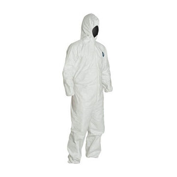 Coverall Hooded Protective, White, Hdpe