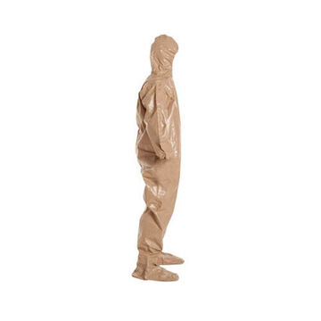 Hooded, Chemical Resistant Protective Coverall, 3X-Large, Tan, Tychem® 5000 Fabric, 49-1/2 to 53 in