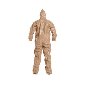 Hooded, Chemical Resistant Protective Coverall, 3X-Large, Tan, Tychem® 5000 Fabric, 49-1/2 to 53 in