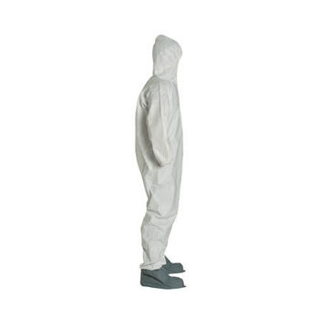 Hooded, Chemical Resistant Protective Coverall, White, Proshield® 60 Fabric
