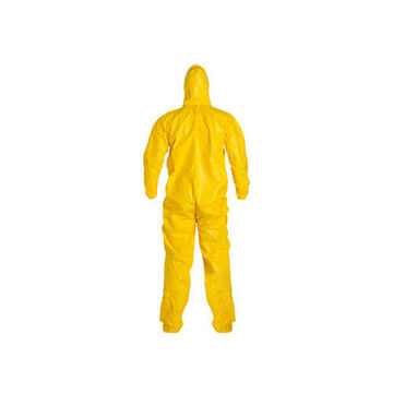 Hooded, Chemical Resistant Protective Coverall, X-Large, Yellow, Tychem® 2000 Fabric, 41-1/4 to 44-3/4 in, Serged