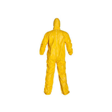 Hooded, Chemical Resistant Protective Coverall, X-Large, Yellow, Tychem® 2000 Fabric, 41-1/4 to 44-3/4 in, Taped