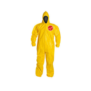 Hooded Protective Coverall, Medium, Yellow, Tychem® 2000 Fabric