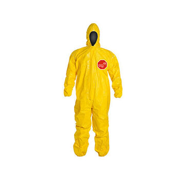 Hooded, Chemical Resistant Protective Coverall, 3X-Large, Yellow, Tychem® 2000 Fabric, 47-1/4 to 50-3/4 in