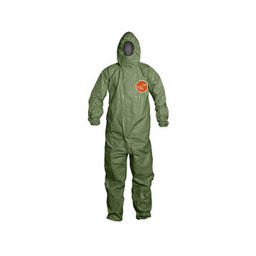 Hooded, Chemical Resistant Protective Coverall, X-large, Green, Tychem® 2000 Sfr Fabric