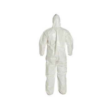 Hooded, Chemical Resistant Protective Coverall, X-large, White, Tychem® 4000 Fabric