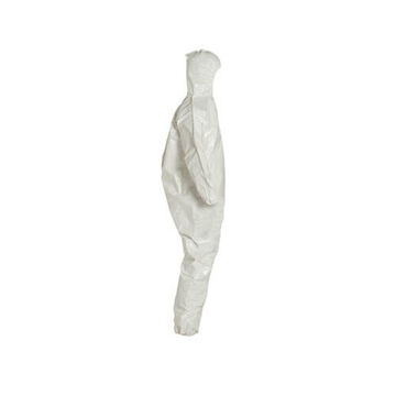 Hooded, Chemical Resistant Protective Coverall, X-large, White, Tychem® 4000 Fabric