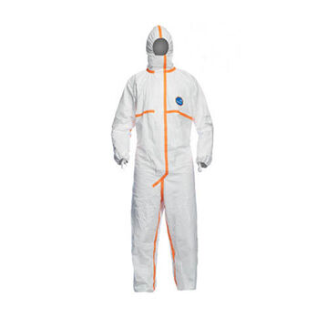 Hooded, Chemical Resistant Protective Coverall, X-large, White, Tyvek® 800 Fabric