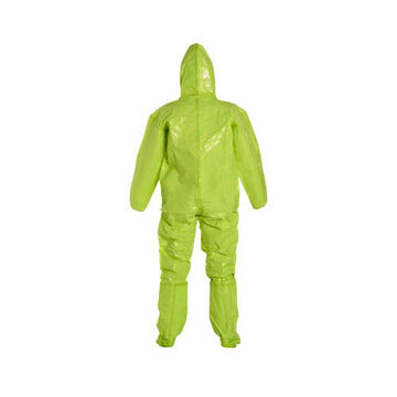 Hooded, Chemical Resistant Protective Coverall, X-Large, Lime Yellow, Tychem® 10000 Fabric