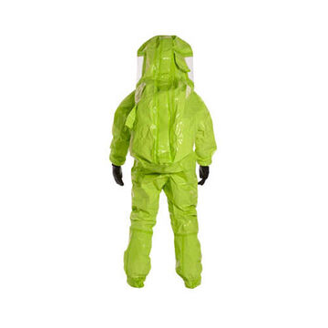 Encapsulated Level A, Rear Entry Protective Suit, X-large, Lime Yellow, 40 Mil Pvc/teflon, 5/20 Mil Pvc, 46-3/4 To 50-1/4 In