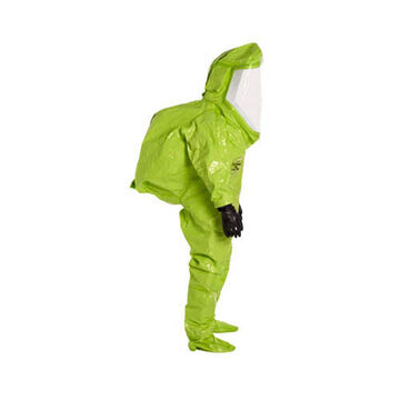 Encapsulated Level A, Rear Entry Protective Suit, X-large, Lime Yellow, 40 Mil Pvc/teflon, 5/20 Mil Pvc, 46-3/4 To 50-1/4 In