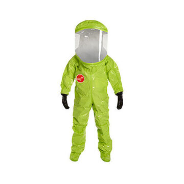 Encapsulated Level A, Rear Entry Protective Suit, X-large, Lime Yellow, 40 Mil Pvc/teflon, 5/20 Mil Pvc, 46-3/4 To 50-1/4 In