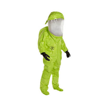 Encapsulated Level A Protective Suit, Large, Lime Yellow, 40 Mil Pvc/5 Mil Teflon/20 Mil Pvc