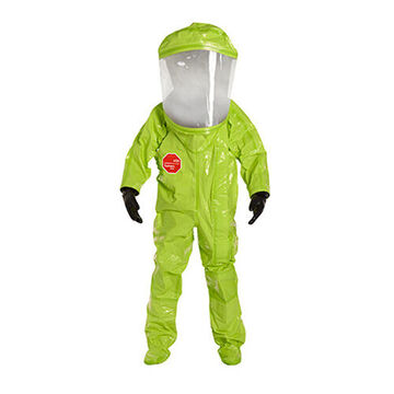 Encapsulated Level A Protective Suit, Large, Lime Yellow, 40 Mil Pvc/5 Mil Teflon/20 Mil Pvc