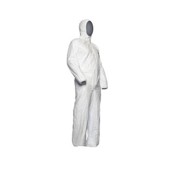 Hooded, Chemical Resistant Protective Coverall, 3X-Large, White, Tyvek® 500 Fabric