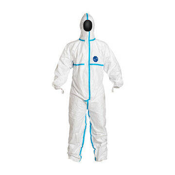 Hooded, Chemical Resistant Protective Coverall, X-Large, White, Tyvek® 600 Fabric