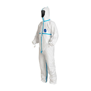 Hooded, Chemical Resistant Protective Coverall, X-Large, White, Tyvek® 600 Fabric