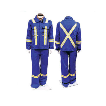 Flame Resistant Protective Suit, 36 in, Royal Blue, 88% Cotton, 12% High Tenacity Nylon 