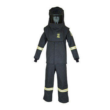 Arc Flash Suit Kit, Large, 16 in x 11 in x 10 in, Navy Blue, Flame Resistant Treated Cotton, 8.3 cal/cm2 