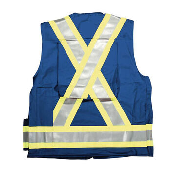 Reflective Taped Surveyor Safety Vest Cotton Royal Blue X-Large  