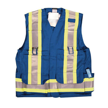 Reflective Taped Surveyor Safety Vest Cotton Royal Blue X-Large  