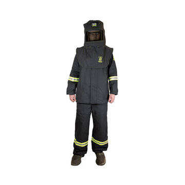 Flame Resistant, High Visibility Arc Flash Suit Kit, Large, Black, Aramid, 46 cal/cm2 